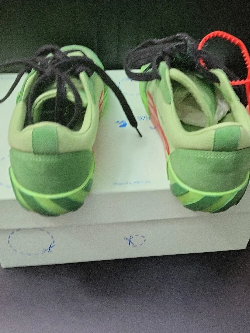Off-White Green and Black Low-Top Sneakers